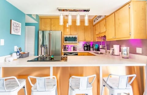 Enjoy our well-stocked kitchen, that even has on demand hot water from the fridge!