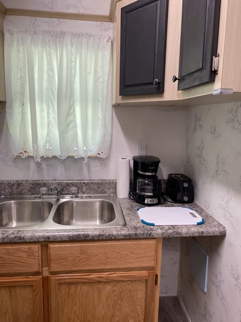 Kitchen counter with coffee maker and toaster