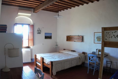 Family bedroom with double bed and bunk bed