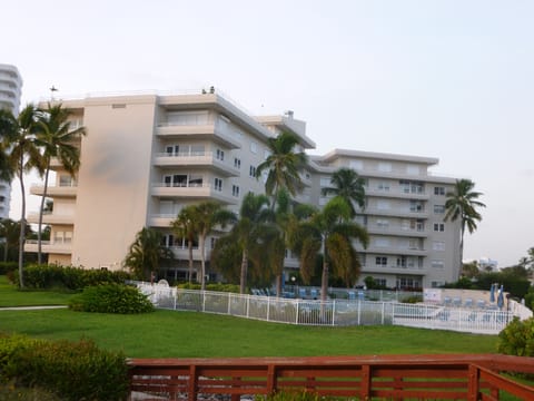 A small building with mostly owners who take pride in their home on the beach 