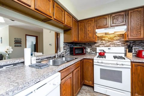 Kitchen is open to dining and living room