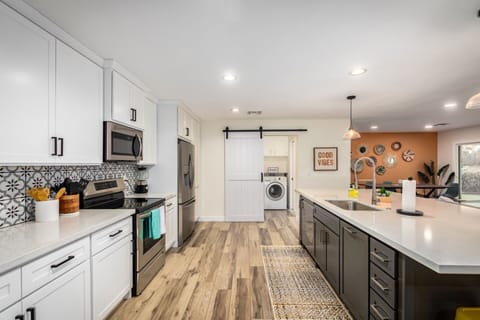 main level - kitchen, living room, dining area