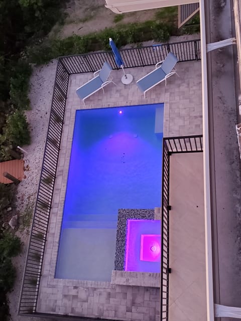 Pool lighting in evening