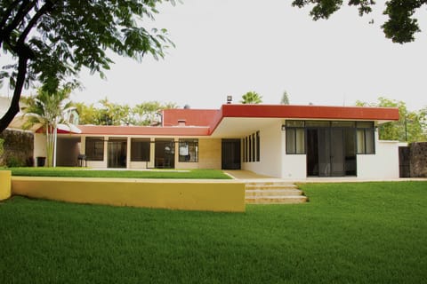 in front of the house