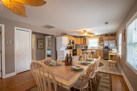 Upstairs dining table with seating for 8