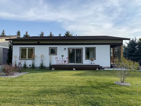 Back porch with grassy yard