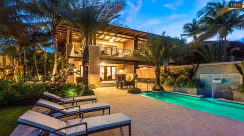 View of the Back of the Villa at Dusk