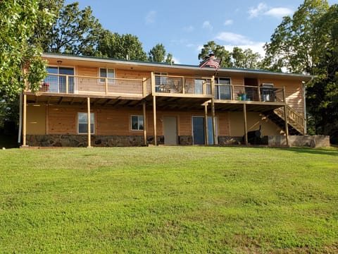 Back side of Cabin. Has Scenic View from Spacious Deck. Lower Level Walk-out.