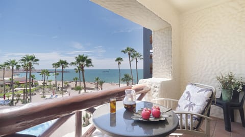 The views are outrageous from this cozy balcony table