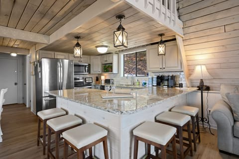 Kitchen with stainless steel appliances