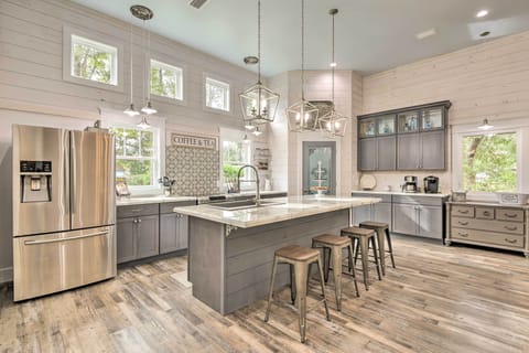 Kitchen features Samsung appliance, walk-in pantry, and LED dimmer lights