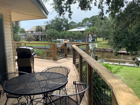 Two outdoor tables provide opportunities for dining outside.