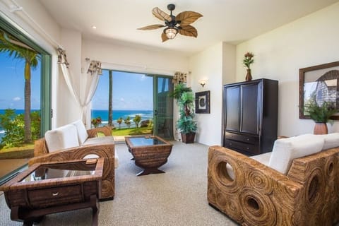 Living room with edge of the bluff views