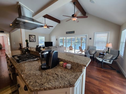 Open concept with lots of lake views