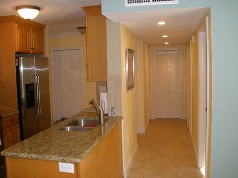 View down hallway from dining area