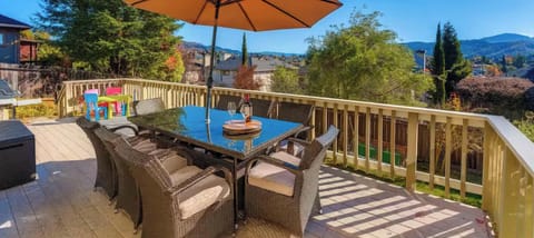 Relax on the sunny deck with gorgeous mountain views - perfect for morning coffee or sunset wine.