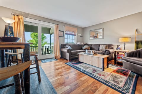 Cozy living area with views of the lake