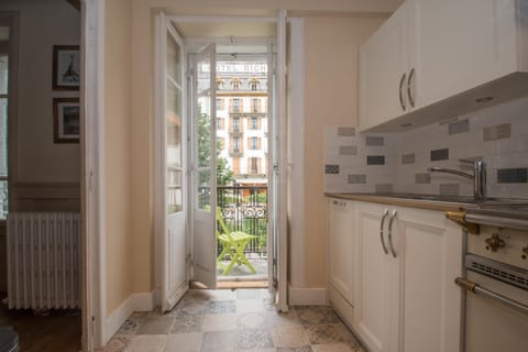 Kitchen with small balcony