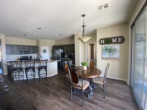 Spacious kitchen and indoor dining.  Coffee station!