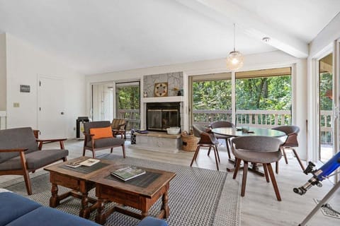 Commons living area with seating and table with beautiful views