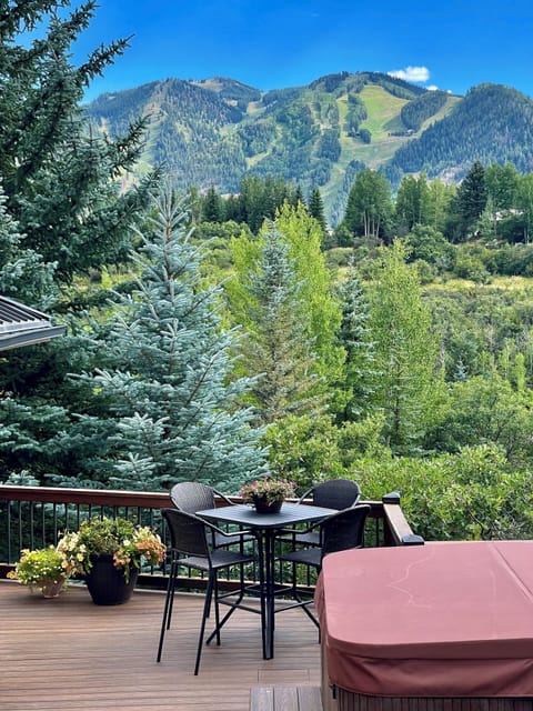 Deck bar height seating with views