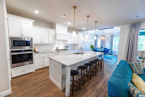 Oversized island for prep and gathering.