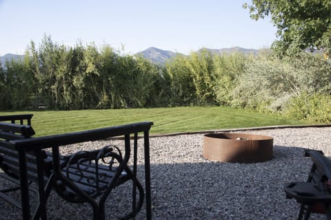 Fire ring, yard and view to the North