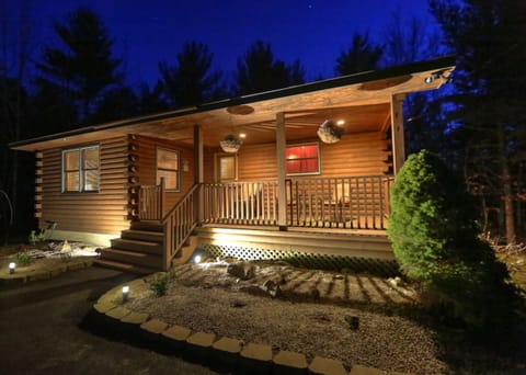Cabin photographed in a fall evening.