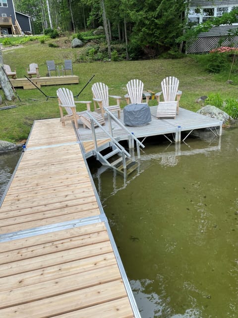 Dock chairs and fire pit