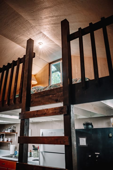 Loft with twin bed and stored twin inflatable bed