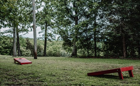 Back porch view with available corn hole game if desired