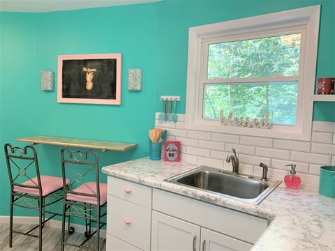 Coffee, Tea, Pots, and Pans available for cooking 