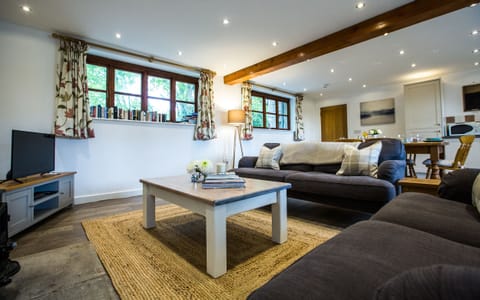 Large open plan living space with kitchen and comfy lounge area