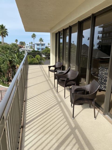 Enjoy beautiful views of the Gulf from your balcony.
