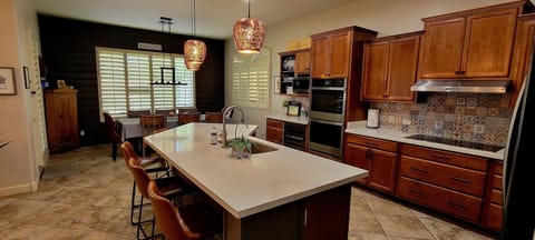 Spacious kitchen island seating four