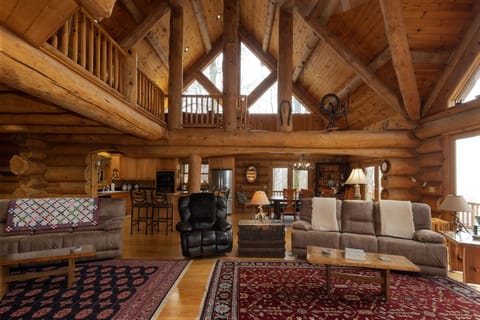 great room, dining area behind