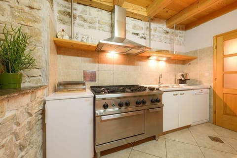 Fully-equipped professional kitchen in luxury Croatian villa Mare in Orebić near Dubrovnik with private pool