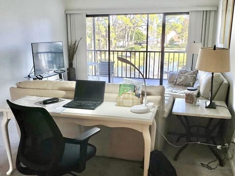 Work place: desk, comfortable chair, light and nice VIEW