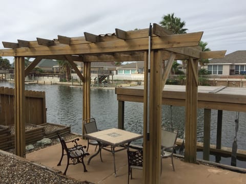Patio right on the canal.