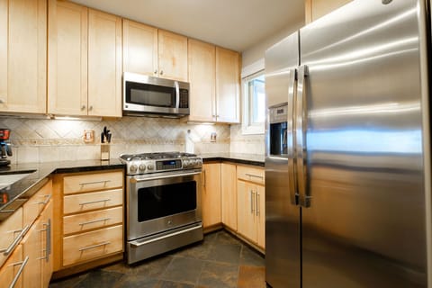 Stainless steel appliances in the kitchen