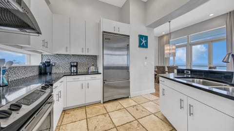 Granite countertops and stainless steel appliances