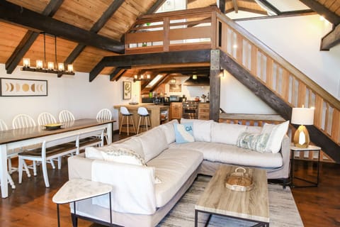 2nd floor living room is open to the kitchen.