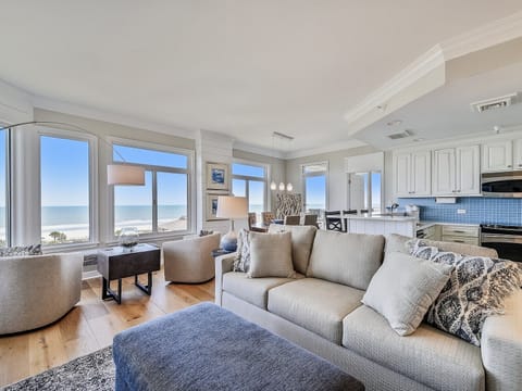Living Room, Kitchen and Dining Area with Ocean Views at 1506 SeaCrest
