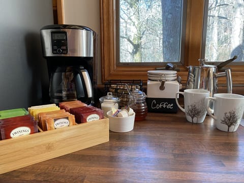 Coffee (regular & decaf) and tea service provided.  Drip Brew and French Press.