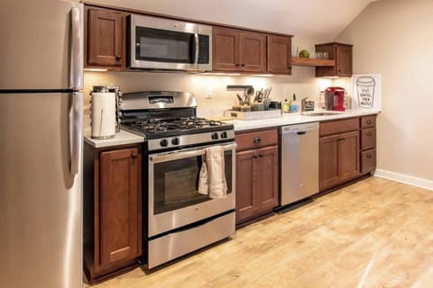 Experience the convenience of a fully equipped and meticulously organized upstairs kitchen.