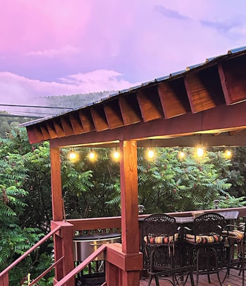 Purple magic majesty !!! Dusky views from  lighted front porch