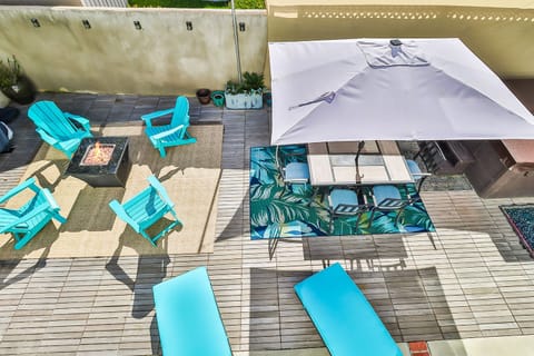 Back patio deck, looks down to pack patio. 