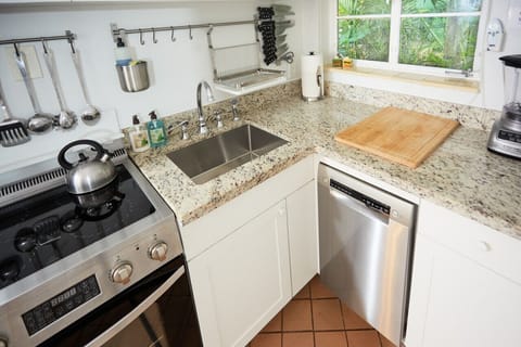 We have a dishwasher that makes quick work out of the dishes.