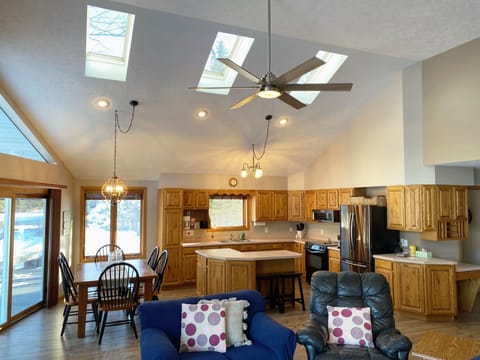 dining room table and kitchen island