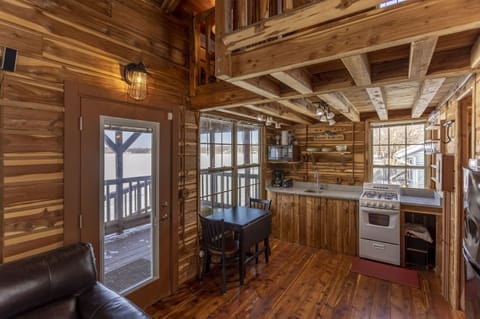 The fully equipped kitchenette w/ range, fridge, microwave, coffee maker… & more